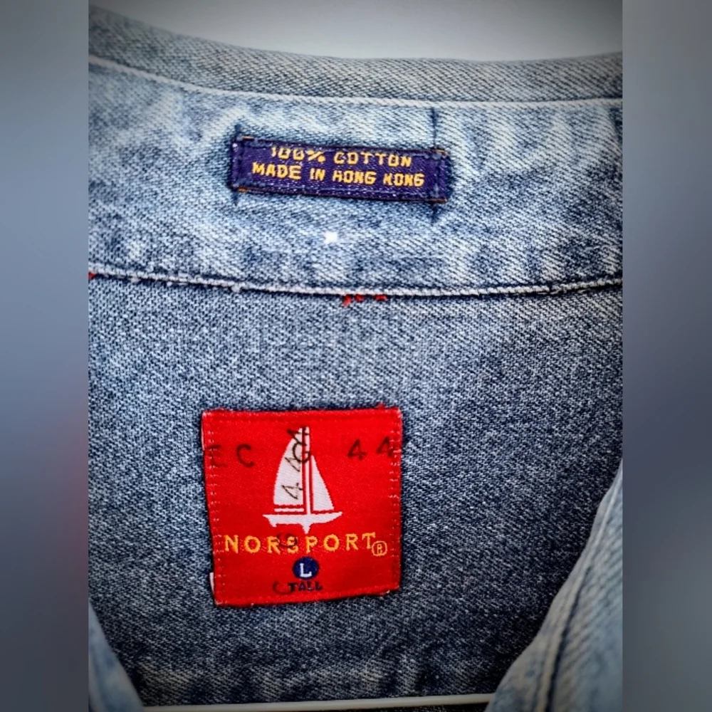 Vintage 90's Norsport Denim Shirt For Men Size Large Tall, Excellent Condition! - Picture 3 of 12